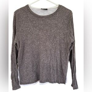 Vici Women's Greyish Brown/White Wool Blend Long Sleeve‎ Top Size Medium